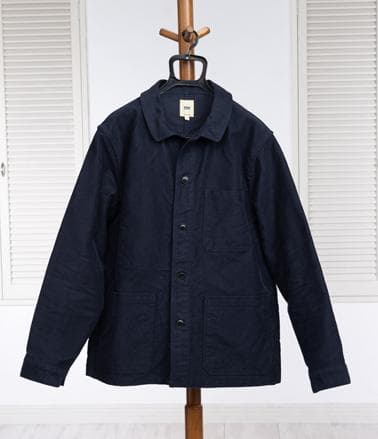 FOB FACTORY F2373 フレンチ モールスキンJKT ネイビー LL