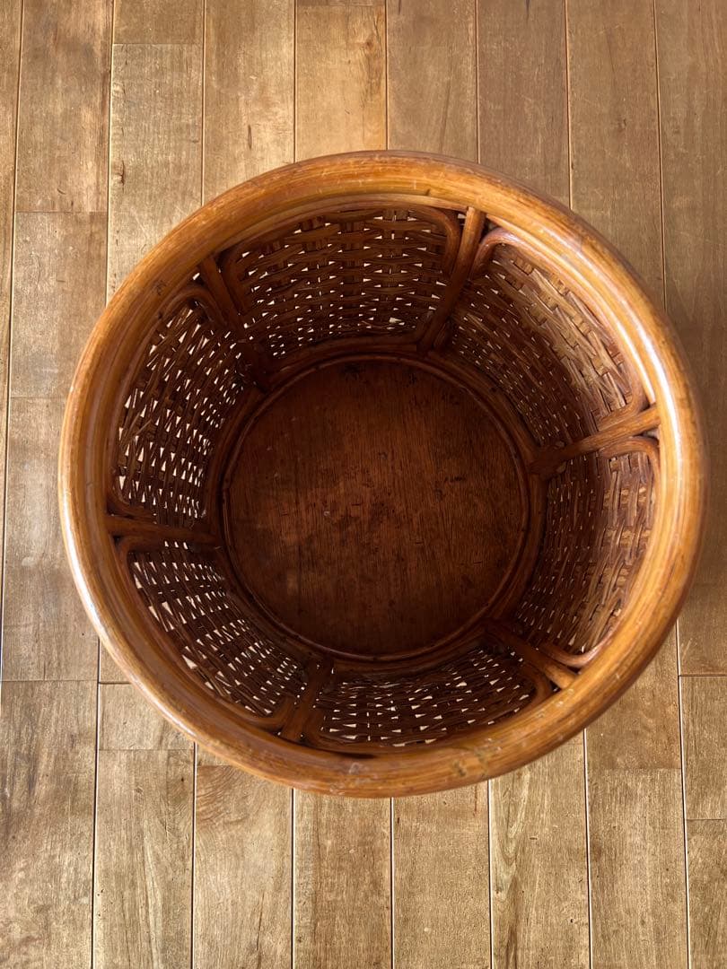 ヴィンデージ 籐 ラタン ダストボックス ごみ箱 小物入れ デパート百貨店購入