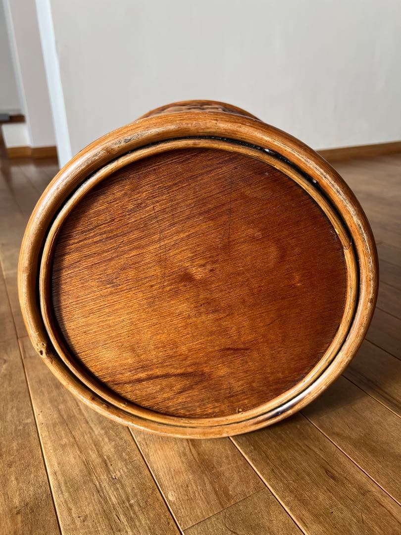 ヴィンデージ 籐 ラタン ダストボックス ごみ箱 小物入れ デパート百貨店購入