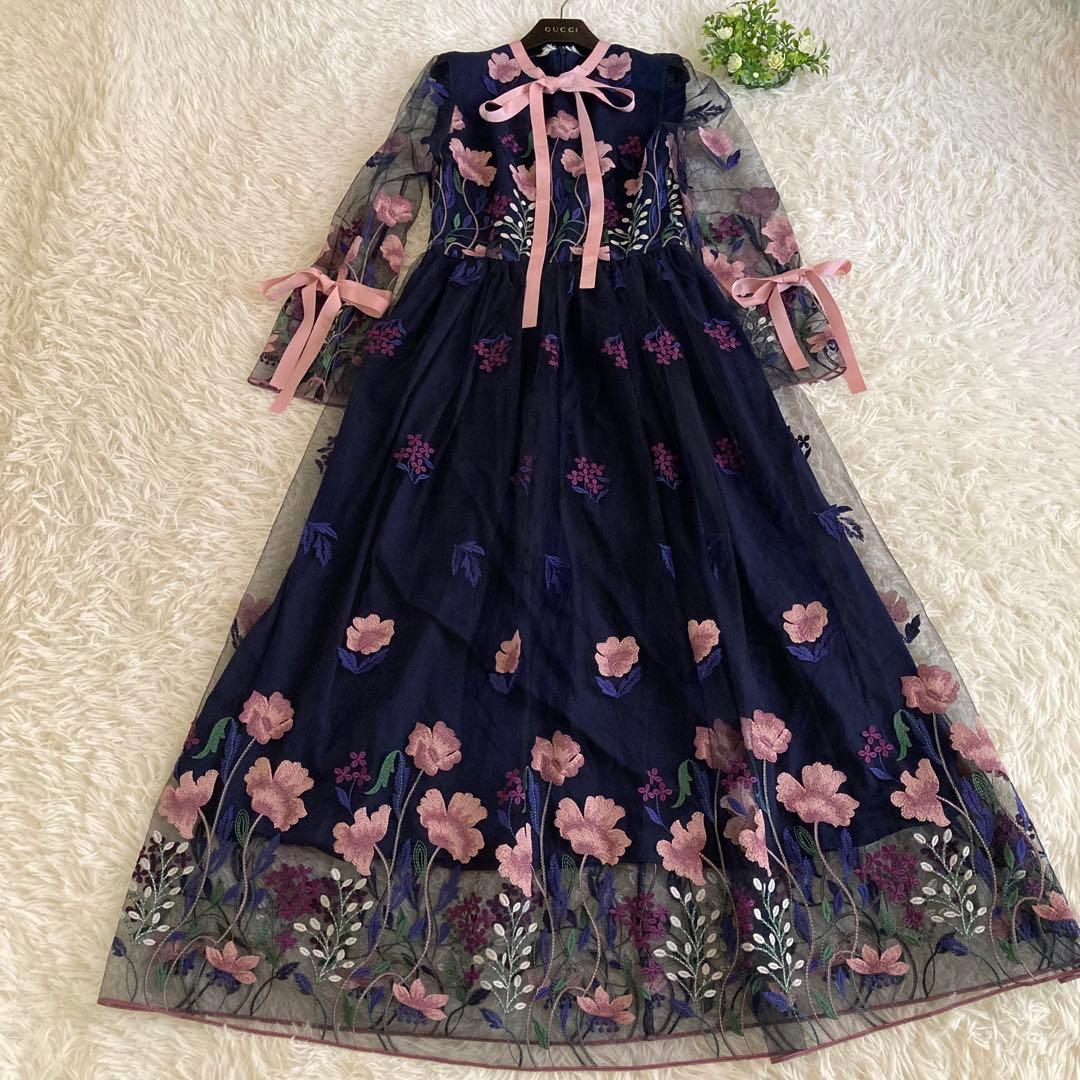 インポート　刺繍　ロングドレス