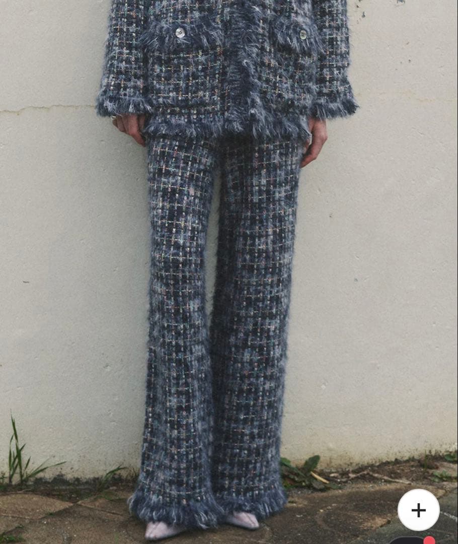 【ameri】TWEED FRINGE KNIT PANTS Ｓサイズ