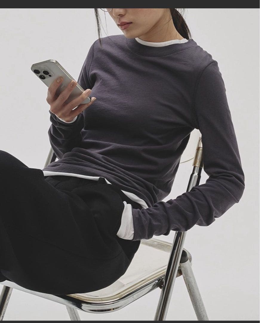 ハイゲージロングTシャツ ブルー