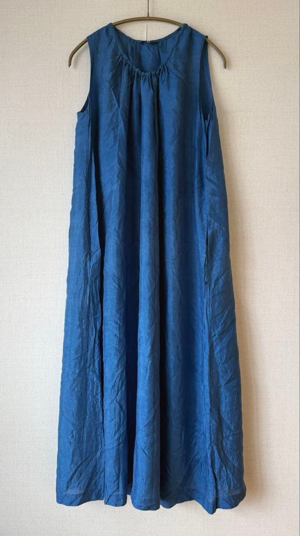 45R 藍染め　シルクドレス　フリーサイズ