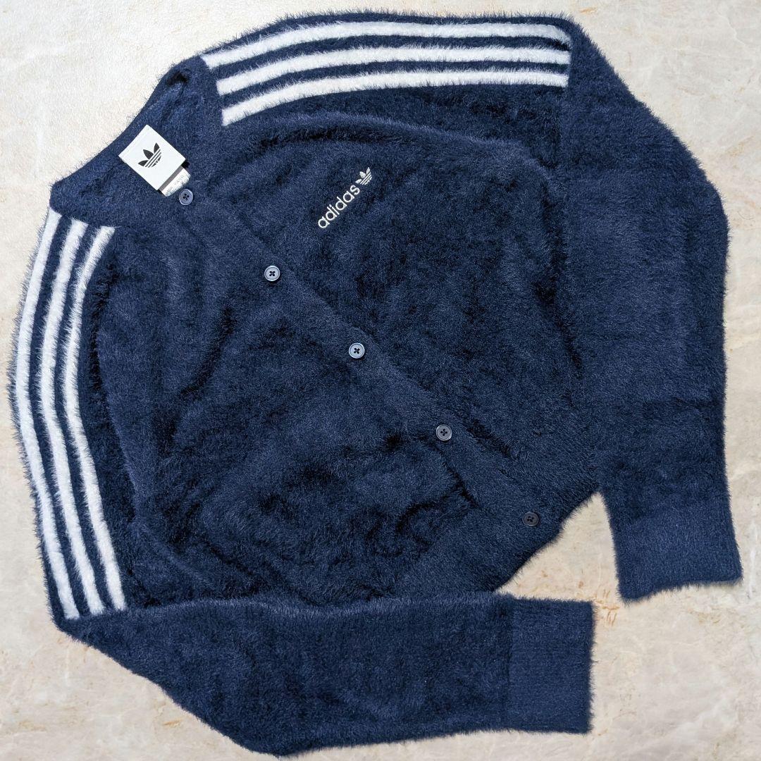 超希少★完売品 adidas フラッフィーニットカーディガン M 紺白 りなてぃ