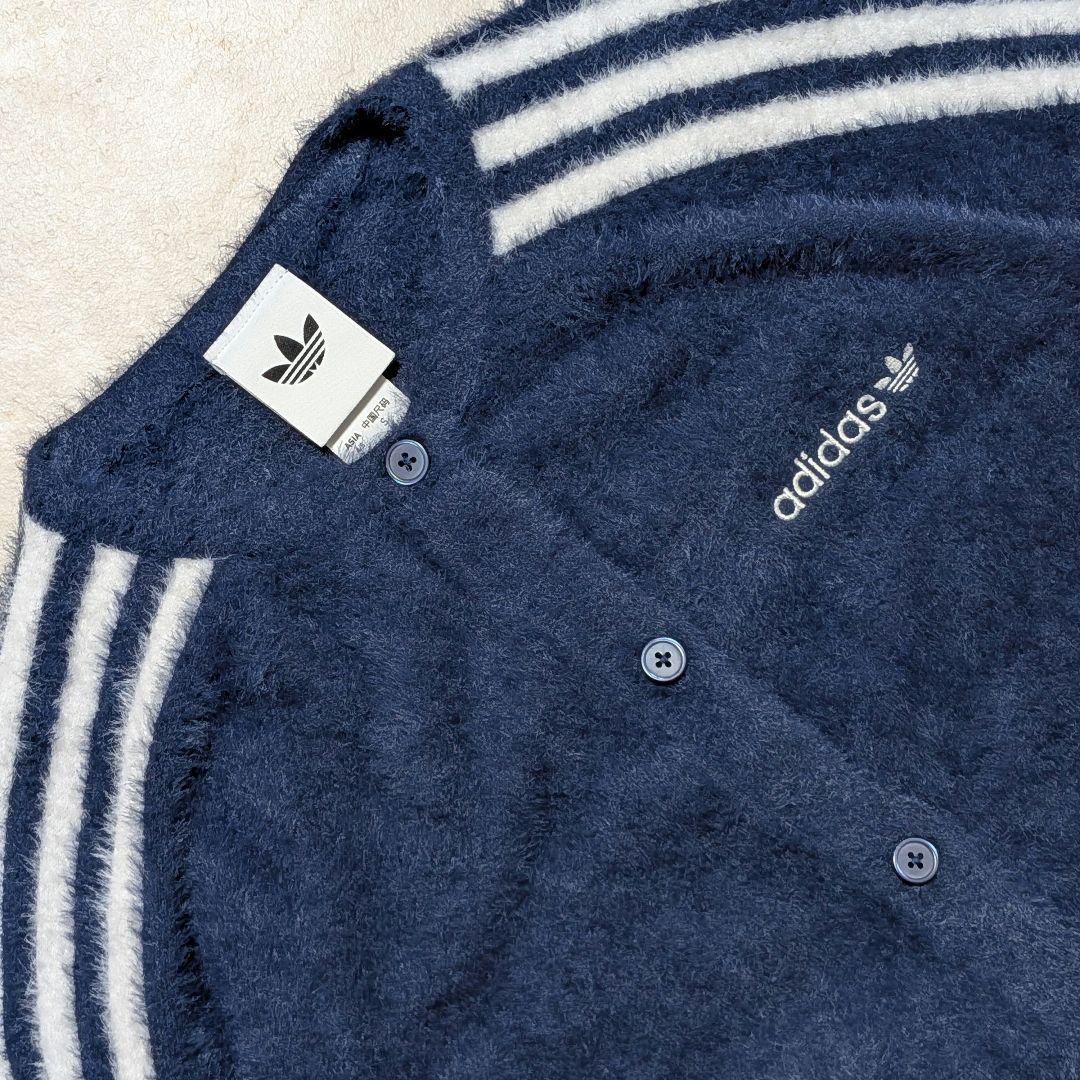 超希少★完売品 adidas フラッフィーニットカーディガン M 紺白 りなてぃ