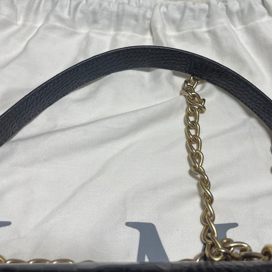 Maxmara マックスマーラ　クロコ型押し　クラッチバッグ　ロゴバックル