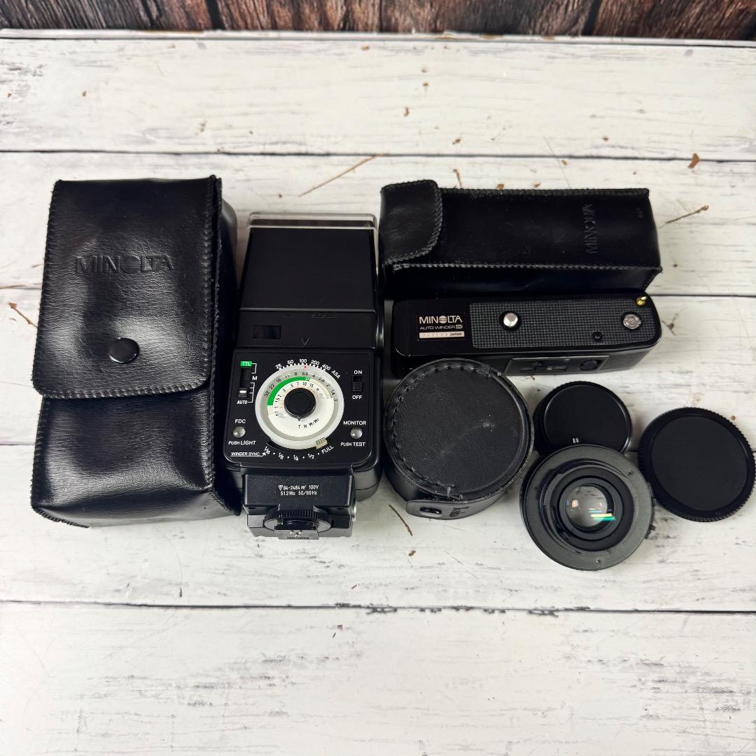 Minolta XD-sフィルム一眼レフカメラ 複数レンズ ケース付