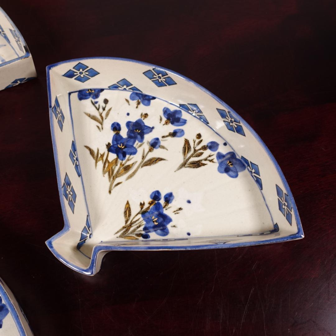 京焼 名工 宮永東山 色絵 図替 扇面 向付 5客