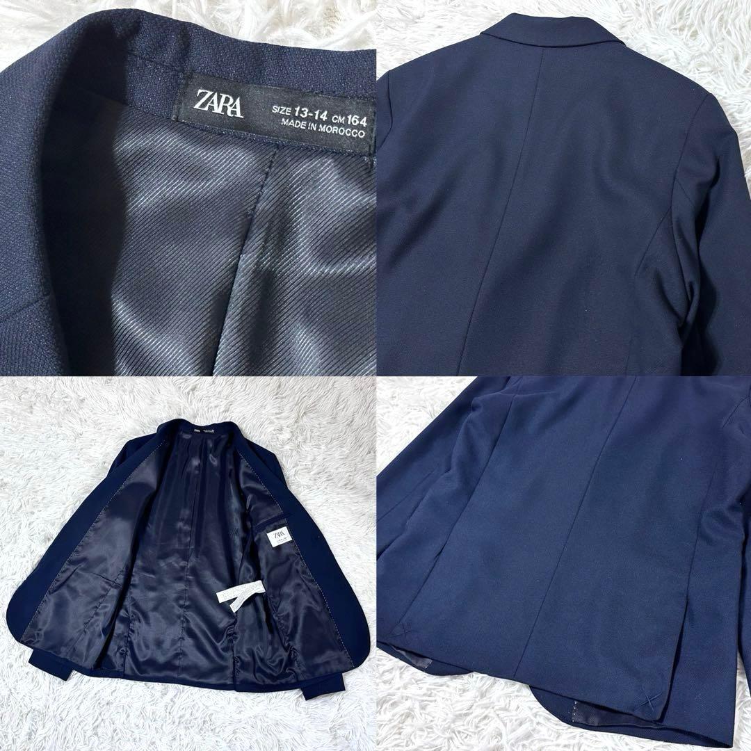 美品 ザラ スーツ 4点セット シャツ ネクタイ付 紺色 男の子 152 卒業式