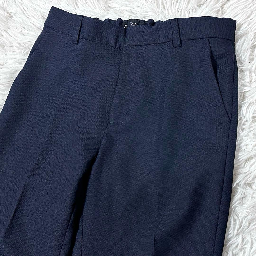 美品 ザラ スーツ 4点セット シャツ ネクタイ付 紺色 男の子 152 卒業式