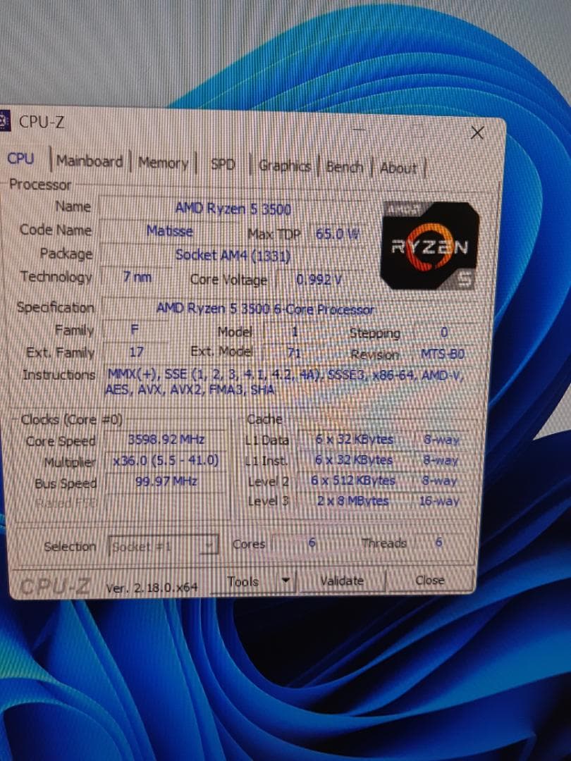 自作PC　RYZEN5 3500・8GB・128GB・R9 270・WIN11