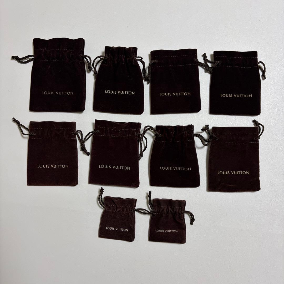 美品　ルイヴィトン　アクセサリー用保存袋　巾着袋　10枚セット　ベロア　茶色