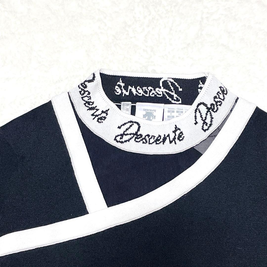 【美品】DESCENTE GOLF シースル　切替モックネックニット