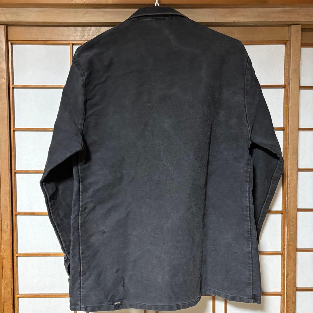 ユーロワークジャケット　カバーオール　モールスキン　黒　52　ヨーロッパ古着