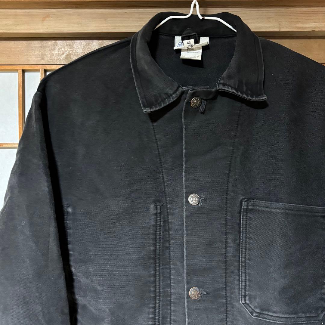 ユーロワークジャケット　カバーオール　モールスキン　黒　52　ヨーロッパ古着