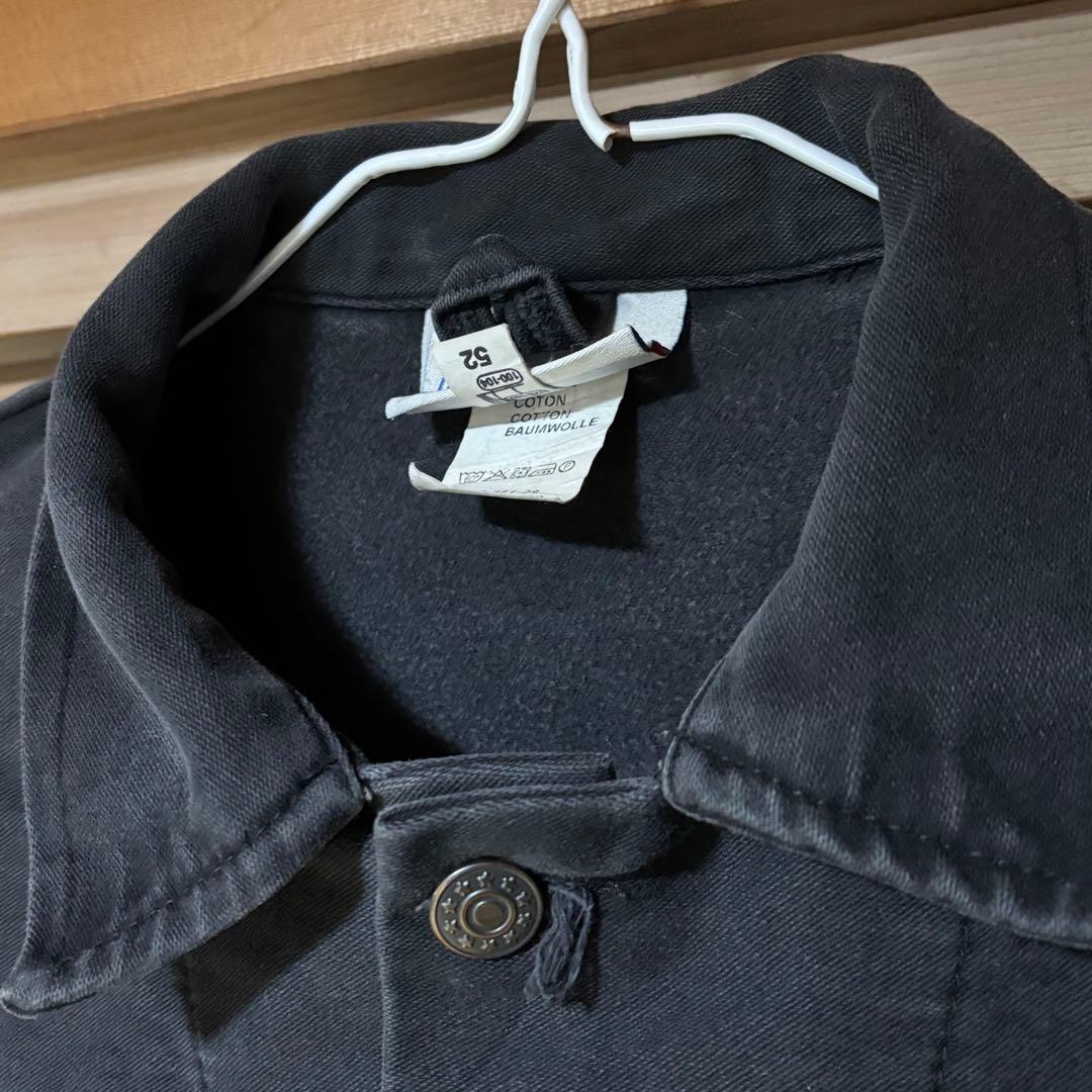 ユーロワークジャケット　カバーオール　モールスキン　黒　52　ヨーロッパ古着