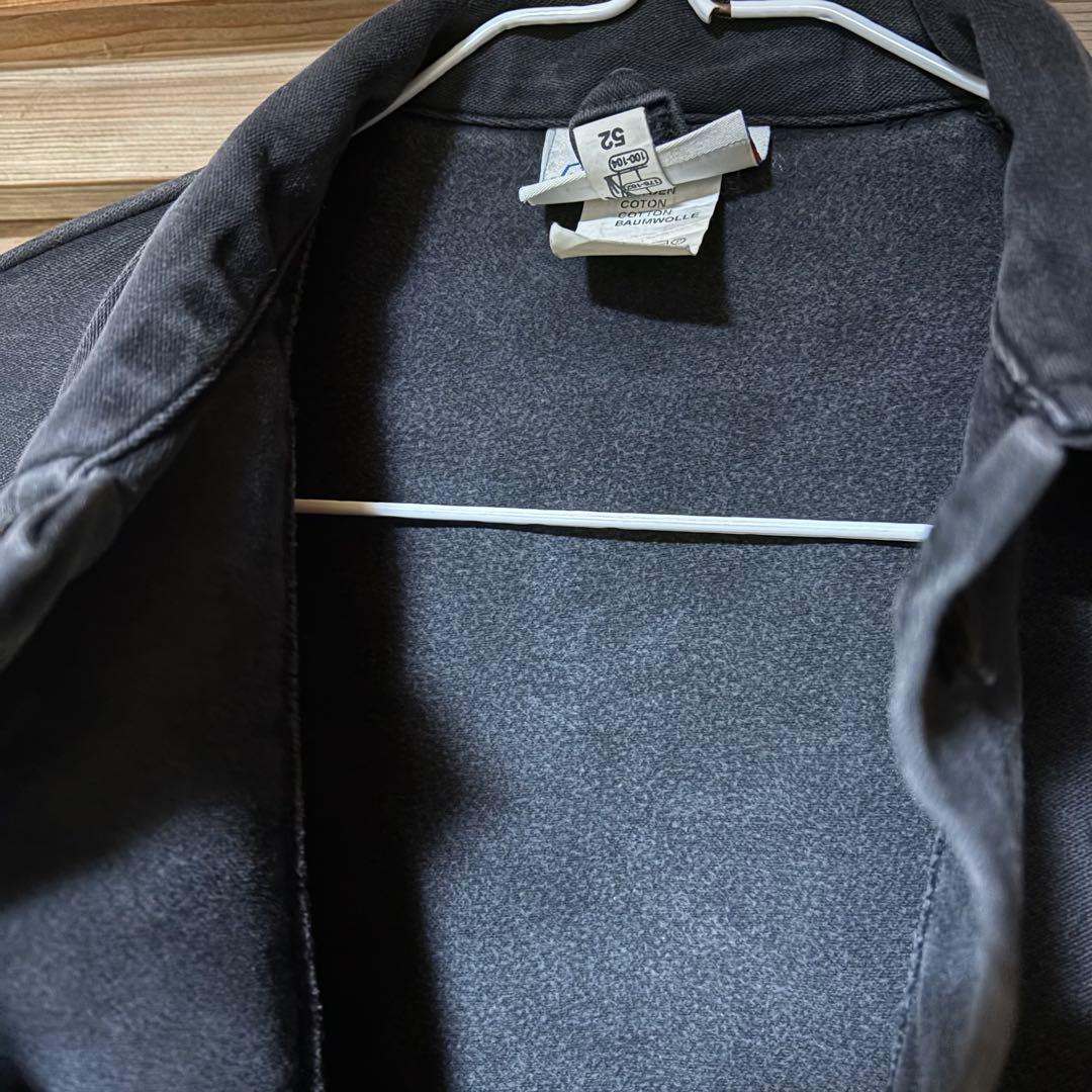 ユーロワークジャケット　カバーオール　モールスキン　黒　52　ヨーロッパ古着