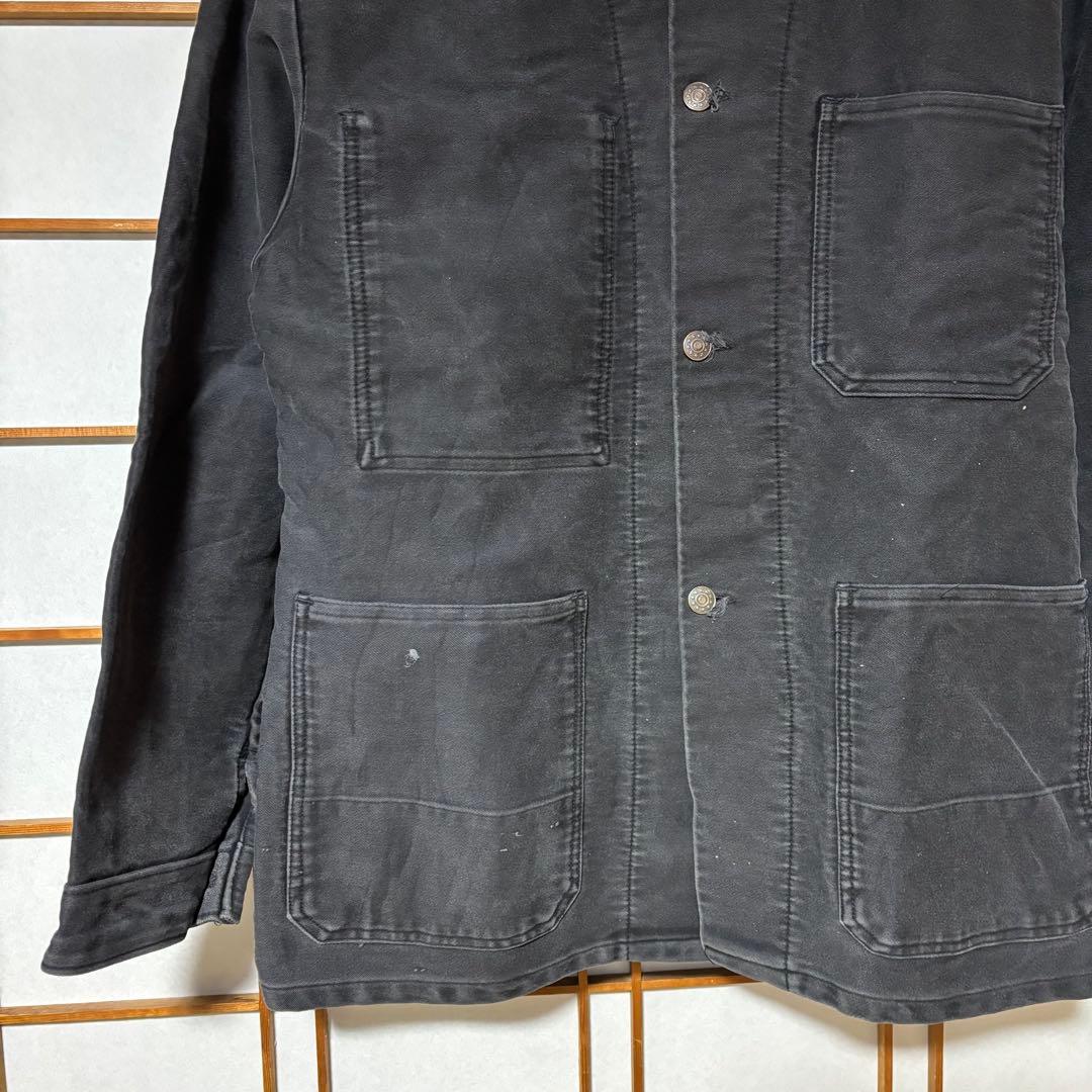 ユーロワークジャケット　カバーオール　モールスキン　黒　52　ヨーロッパ古着