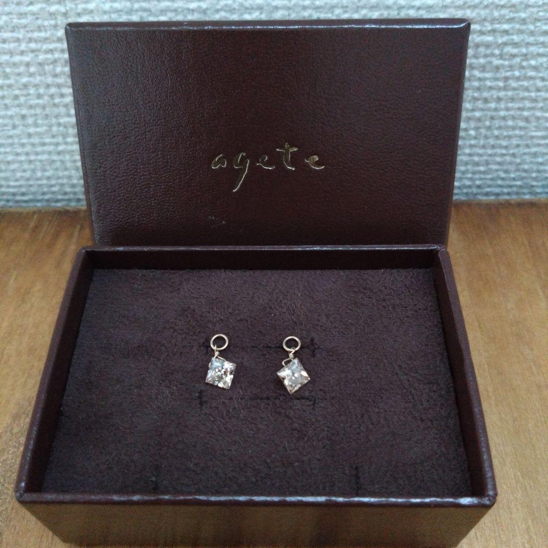 agete クリア ダイヤモンド型チャーム