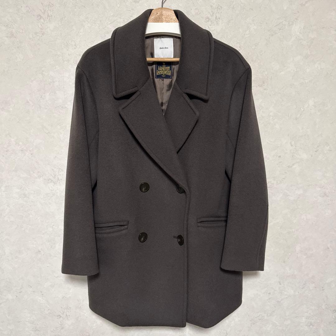 38 Spick&Span ハミルトンラムズウールテーラードカラーショートコート