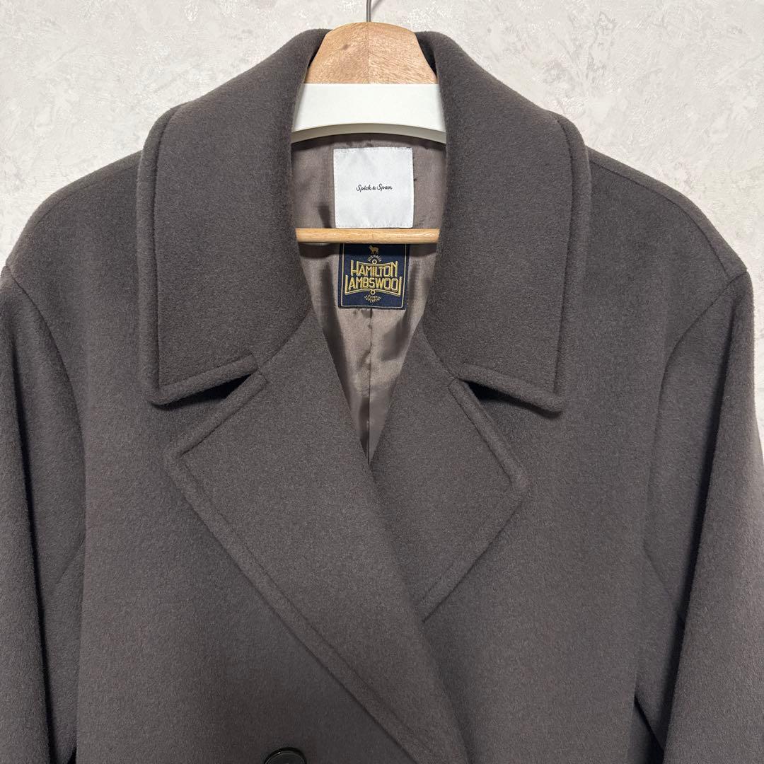 38 Spick&Span ハミルトンラムズウールテーラードカラーショートコート