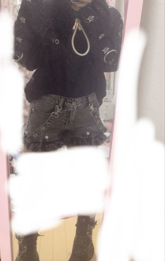 め*ぅ様 REFLEM【レフレム】ファー付デニムショーツ グレー