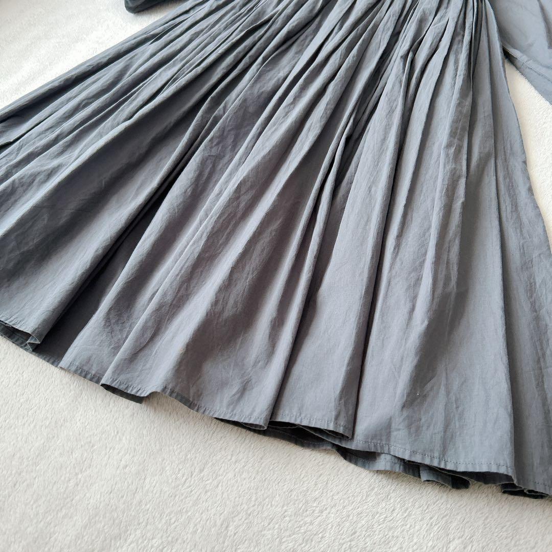 BEARDSLEY✨ギャザーロングワンピース　ゆったり　洗える　グレー　綿100