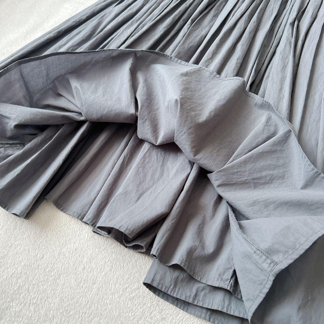 BEARDSLEY✨ギャザーロングワンピース　ゆったり　洗える　グレー　綿100