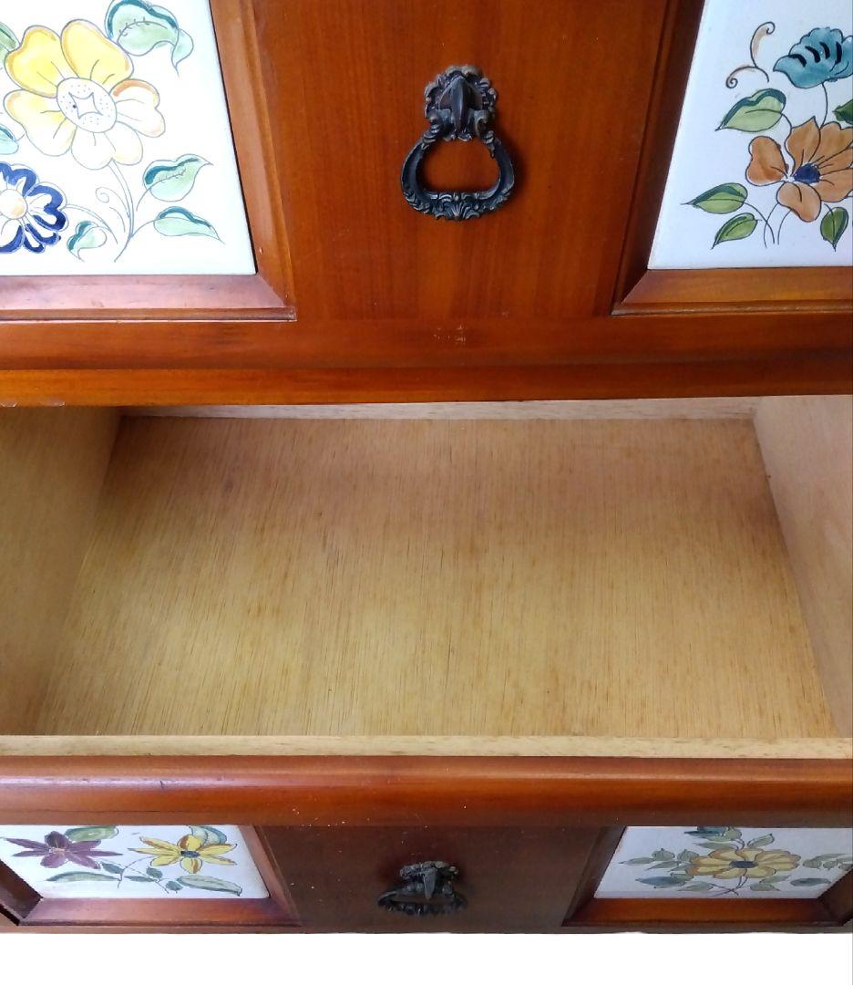 カントリー　北欧　アンティーク　タイルタンス　4段チェスト