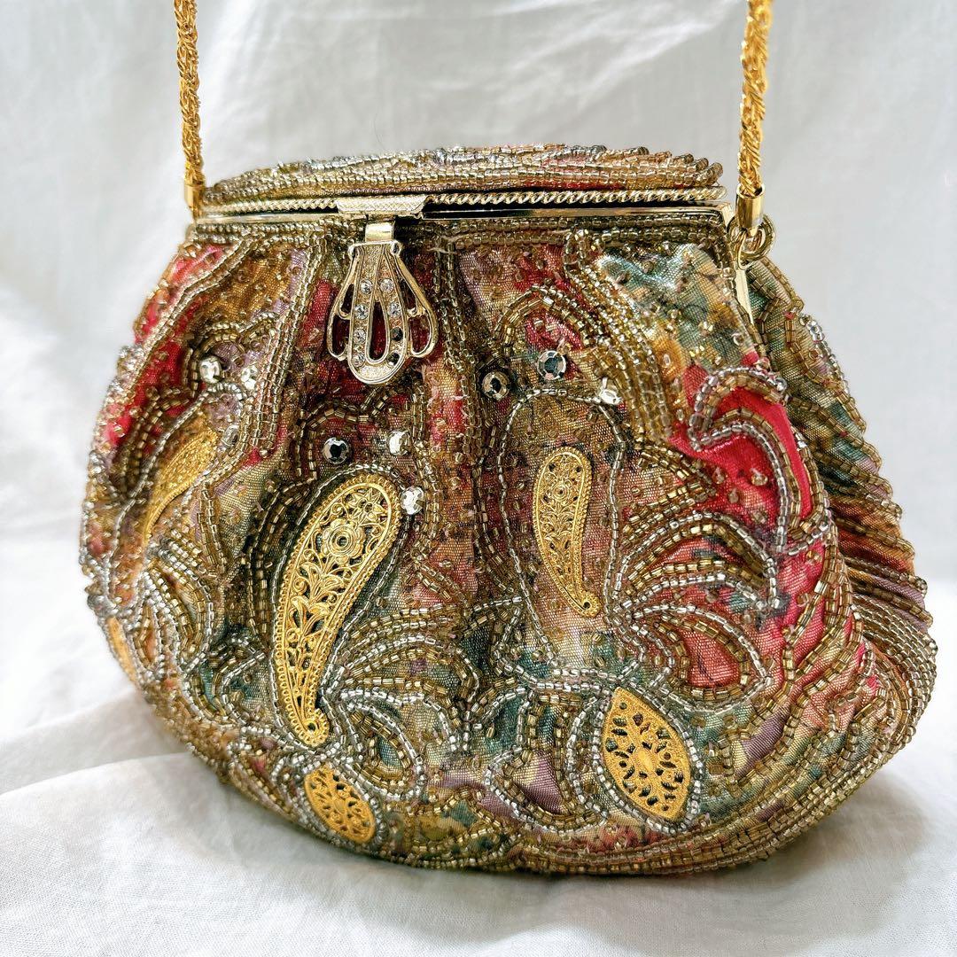 激レア品✨アンティークバッグ　高級　ビーズバッグ　パーティーバッグ　ハンドバック