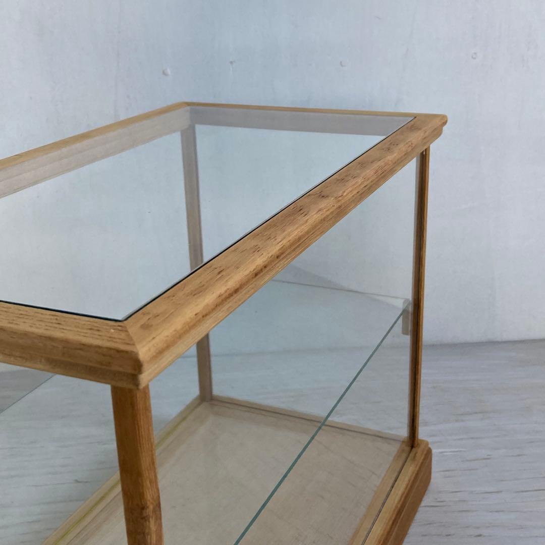 MILK　古い木製 小振り ガラスケース 2段 卓上ショーケース 扉なし