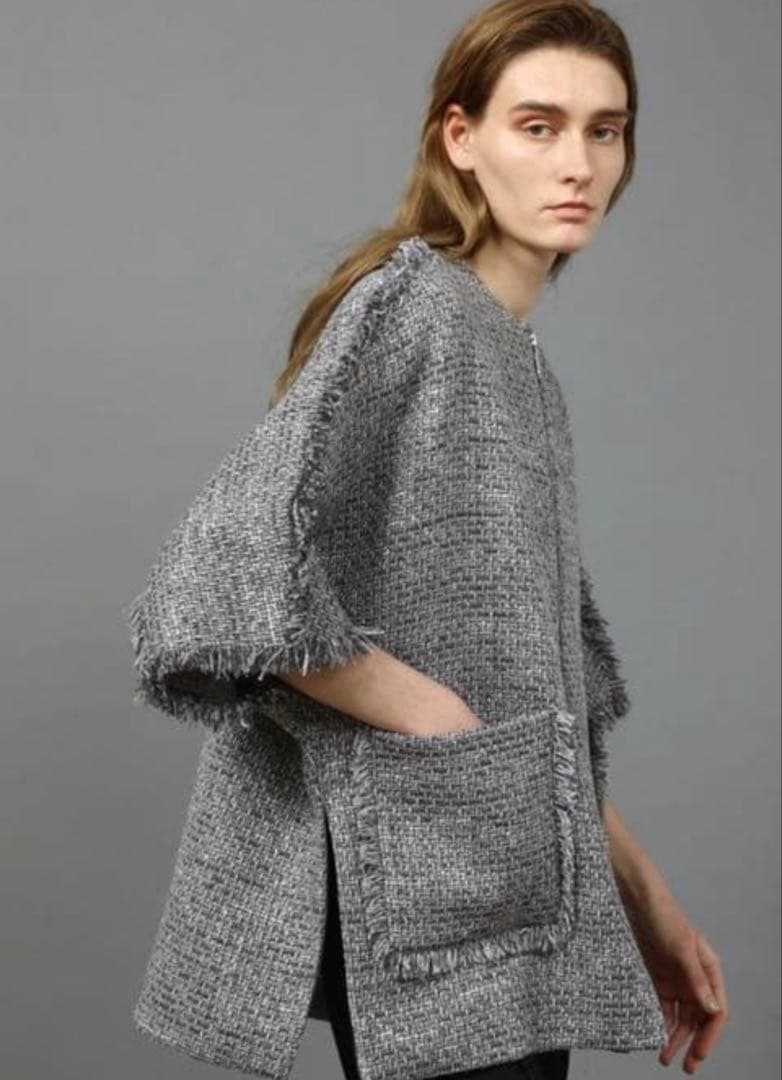 極美品　DEPAREILLE デパリエ ツイード 半袖 ファスナー ジャケット