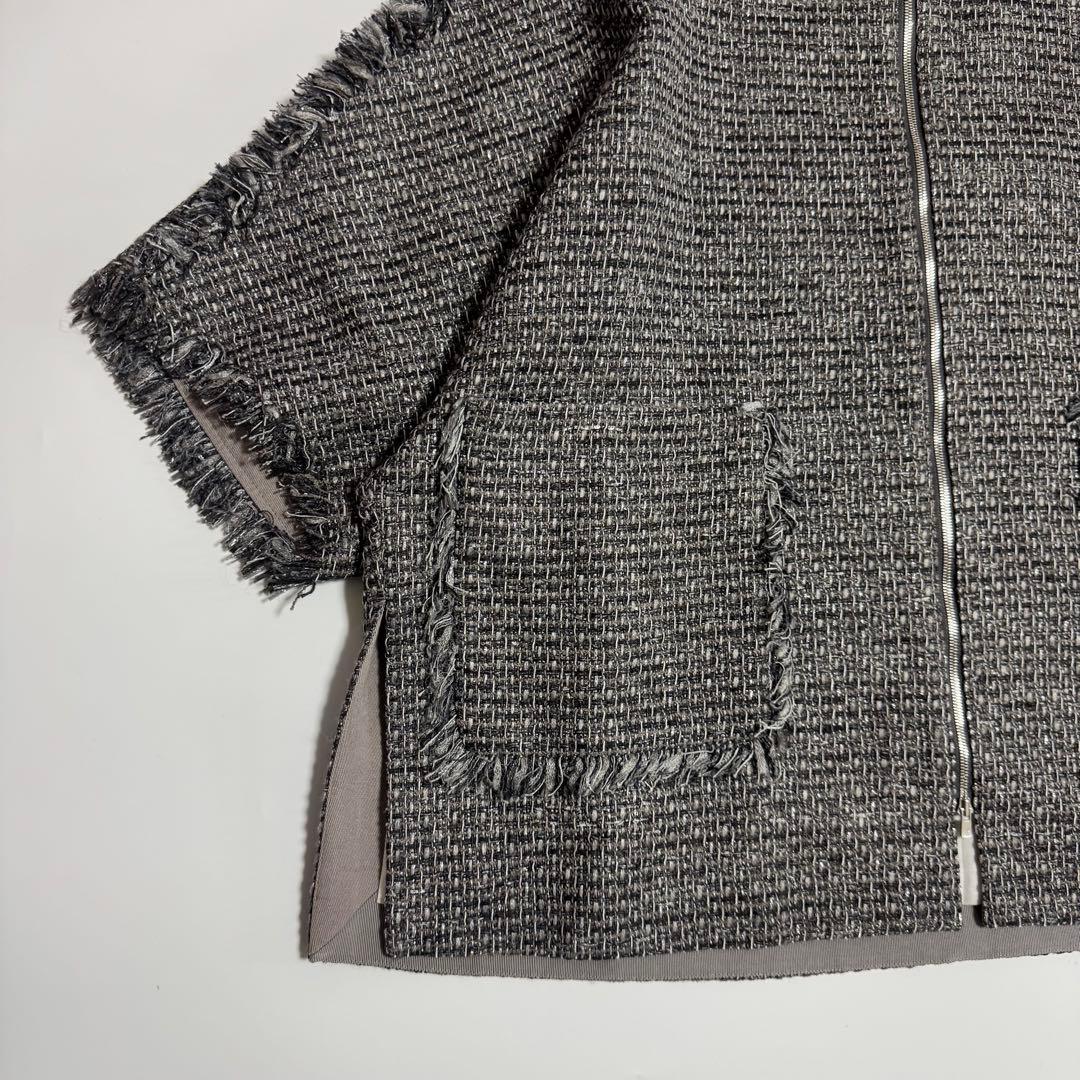 極美品　DEPAREILLE デパリエ ツイード 半袖 ファスナー ジャケット