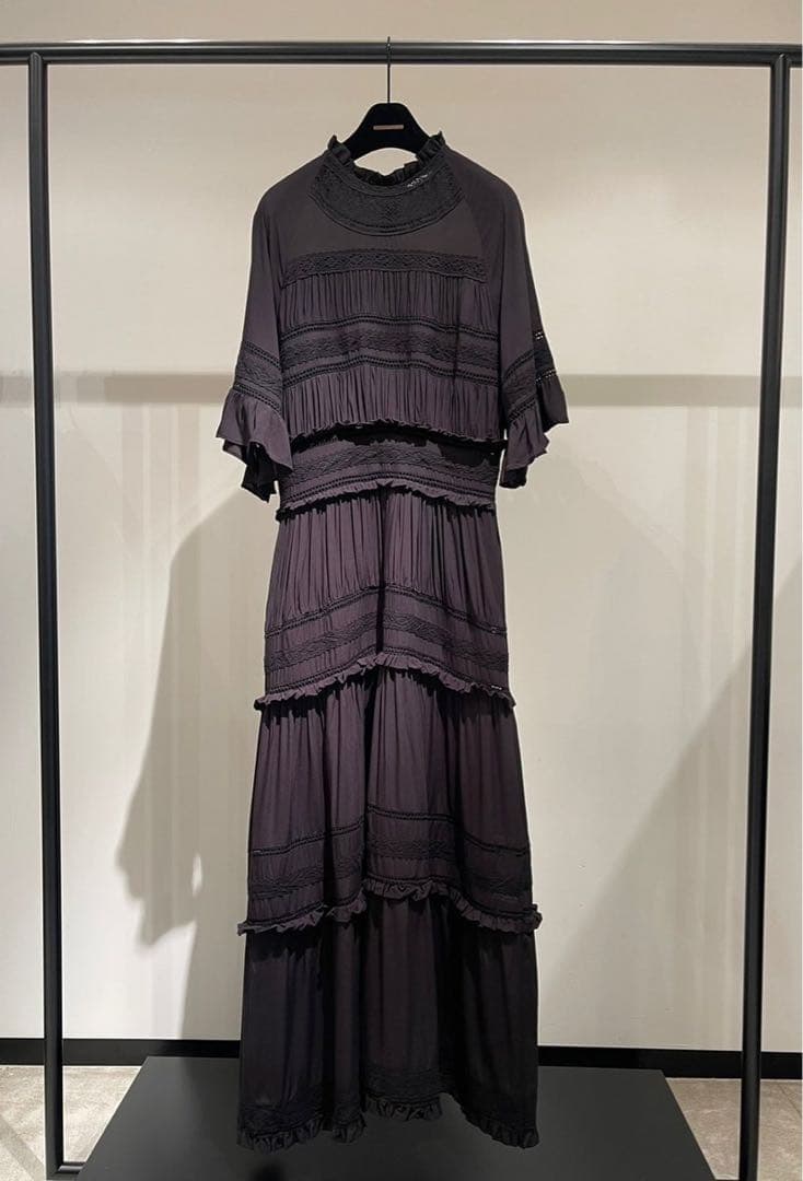 Sov.レーヨンエット+レースロングワンピース