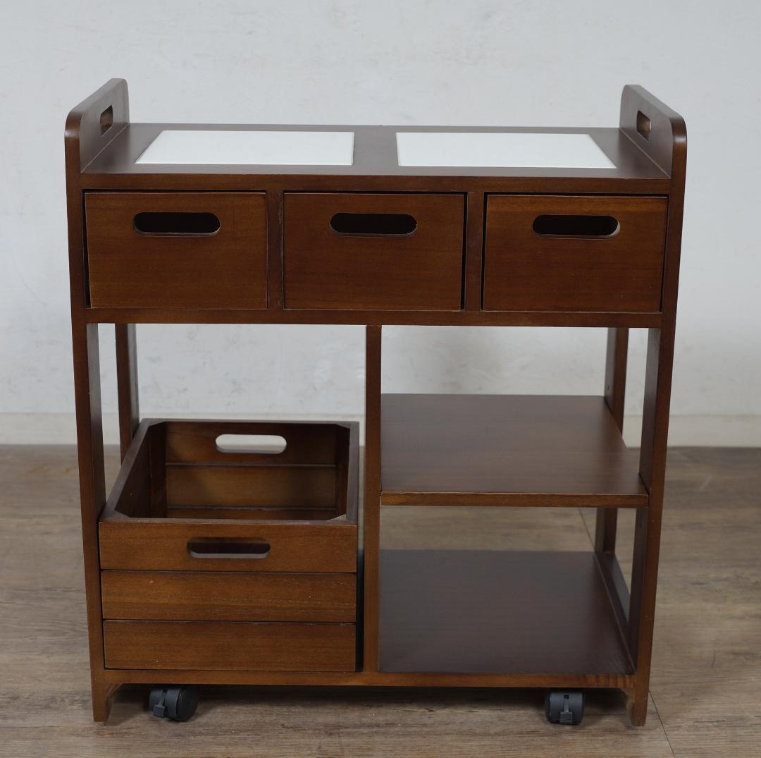 桐製 マルチストッカー キッチンラック 収納　ワゴン　完成品