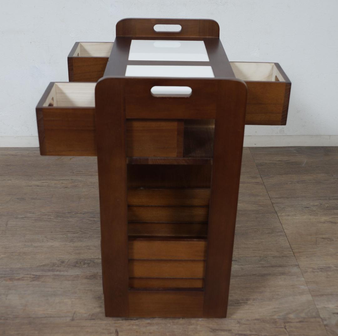 桐製 マルチストッカー キッチンラック 収納　ワゴン　完成品