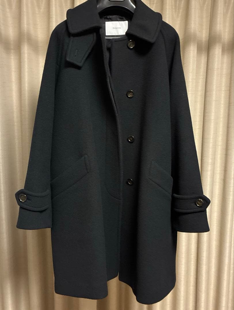リコ★FRAMe WORKラムウールMIXシャルムバルカラーコートブラック
