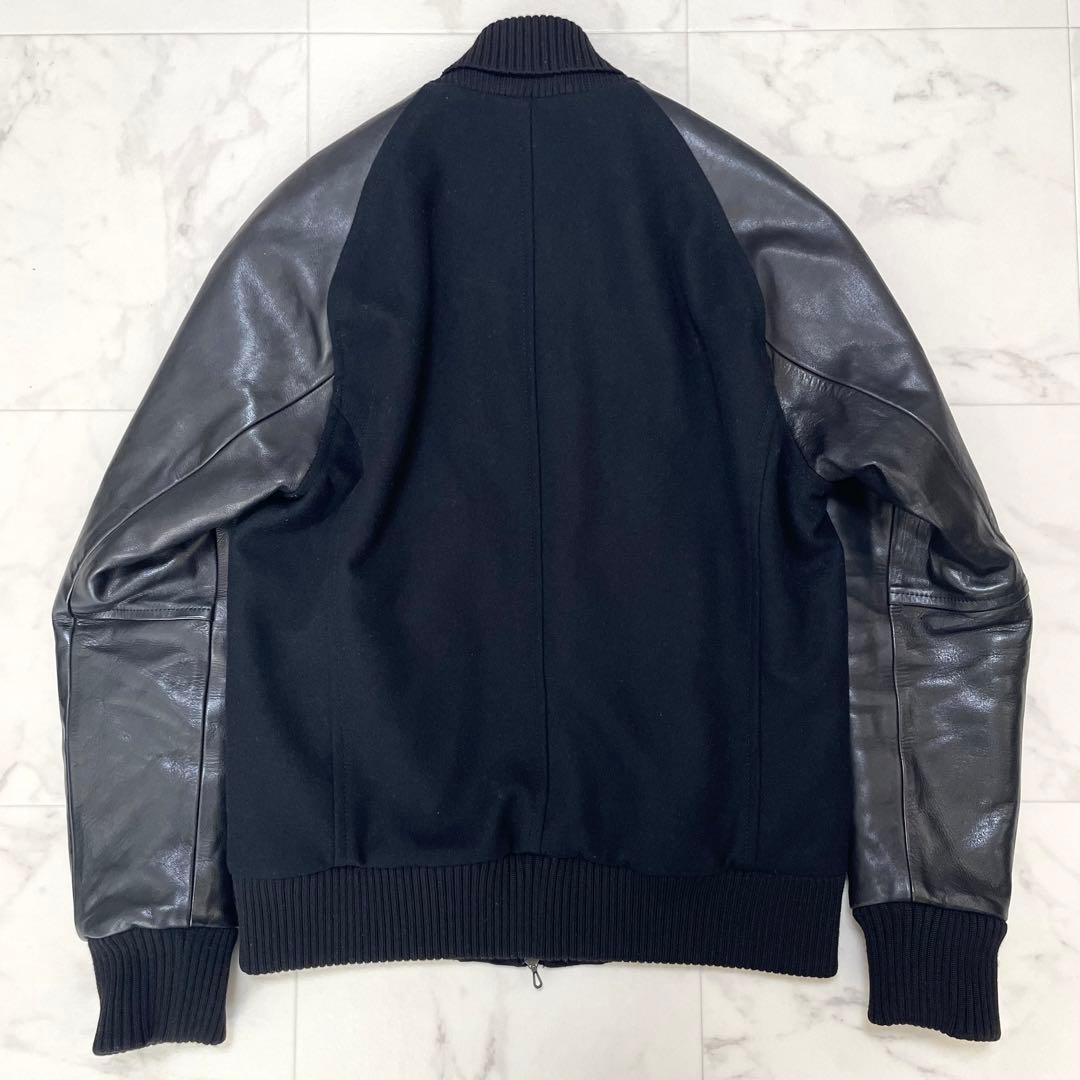 美品 アタッチメント カシミヤ混平二重メルトン スタジャン レザー ブラック 2