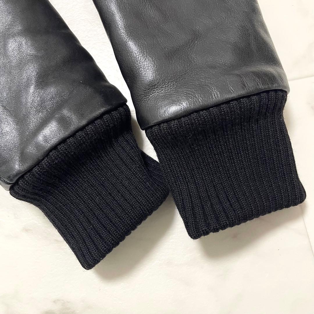 美品 アタッチメント カシミヤ混平二重メルトン スタジャン レザー ブラック 2