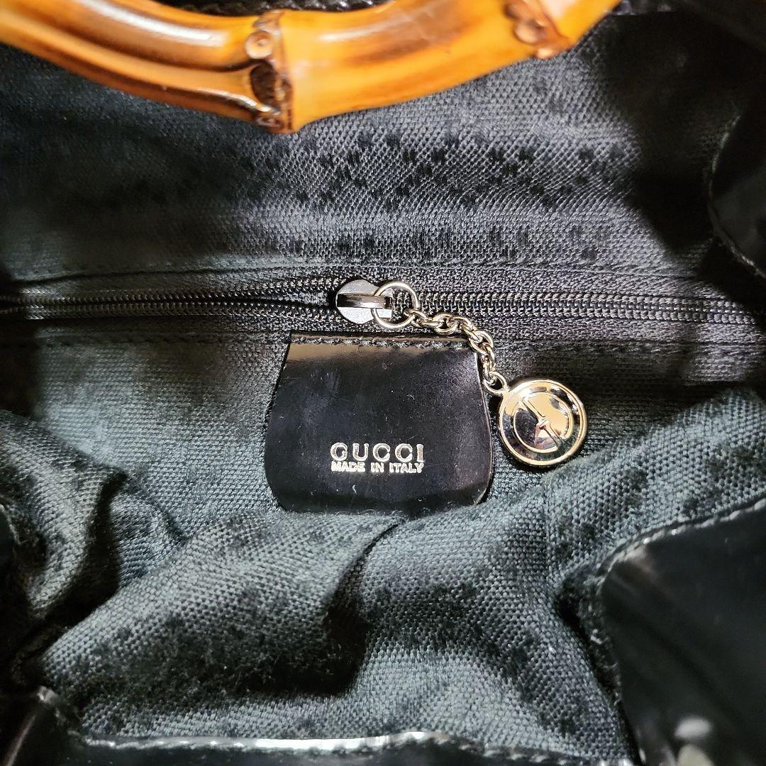 【美品】グッチ バンブー ショルダーバッグ ボンサック ナイロン×レザー 黒