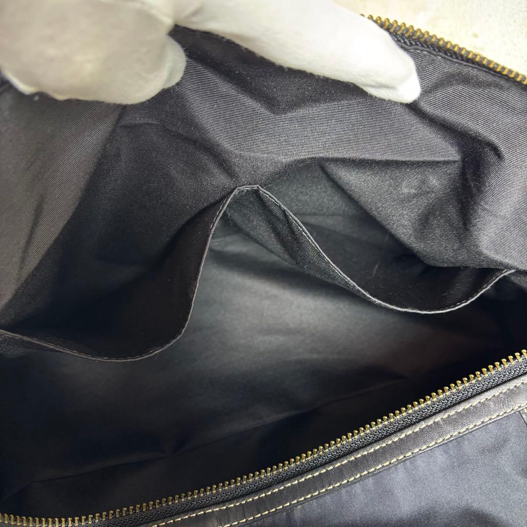 極美品　COACH コーチ　ボストンバッグ　本革レザー×ナイロン　ブラック　黒