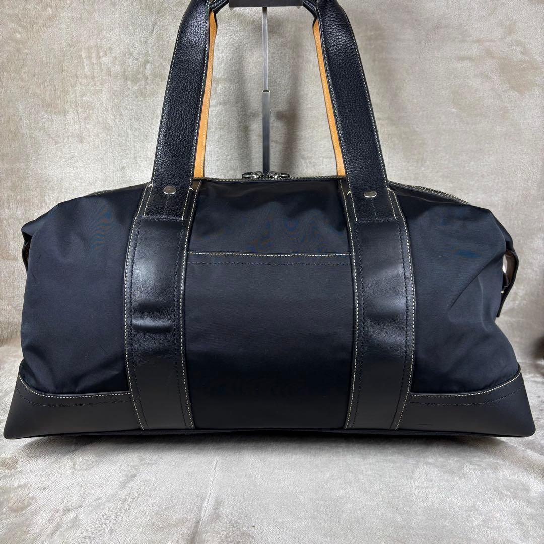 極美品　COACH コーチ　ボストンバッグ　本革レザー×ナイロン　ブラック　黒