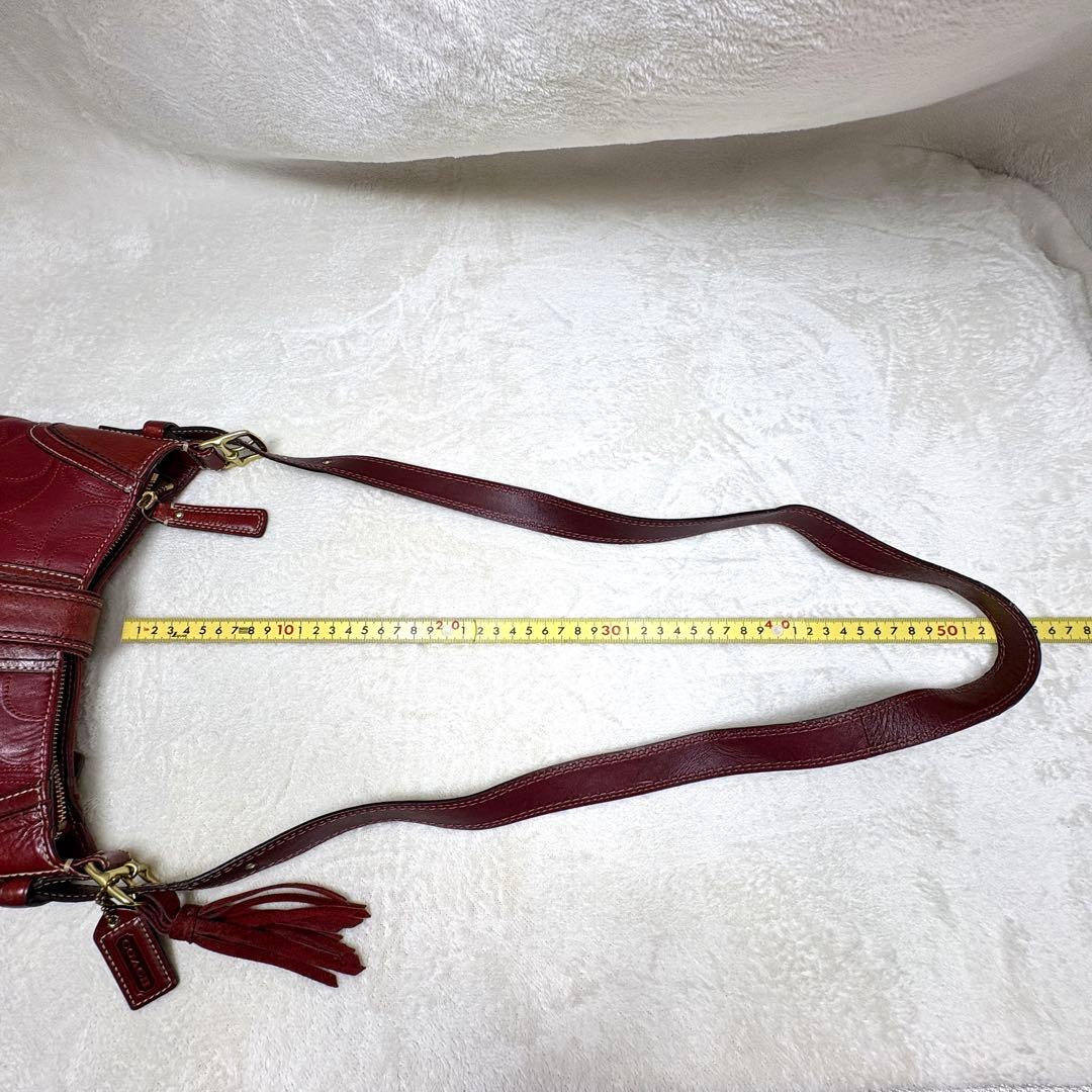 Coach Shoulder Bag Leather wine red 赤