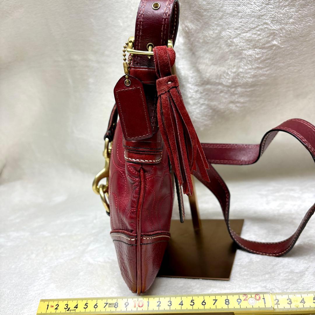 Coach Shoulder Bag Leather wine red 赤
