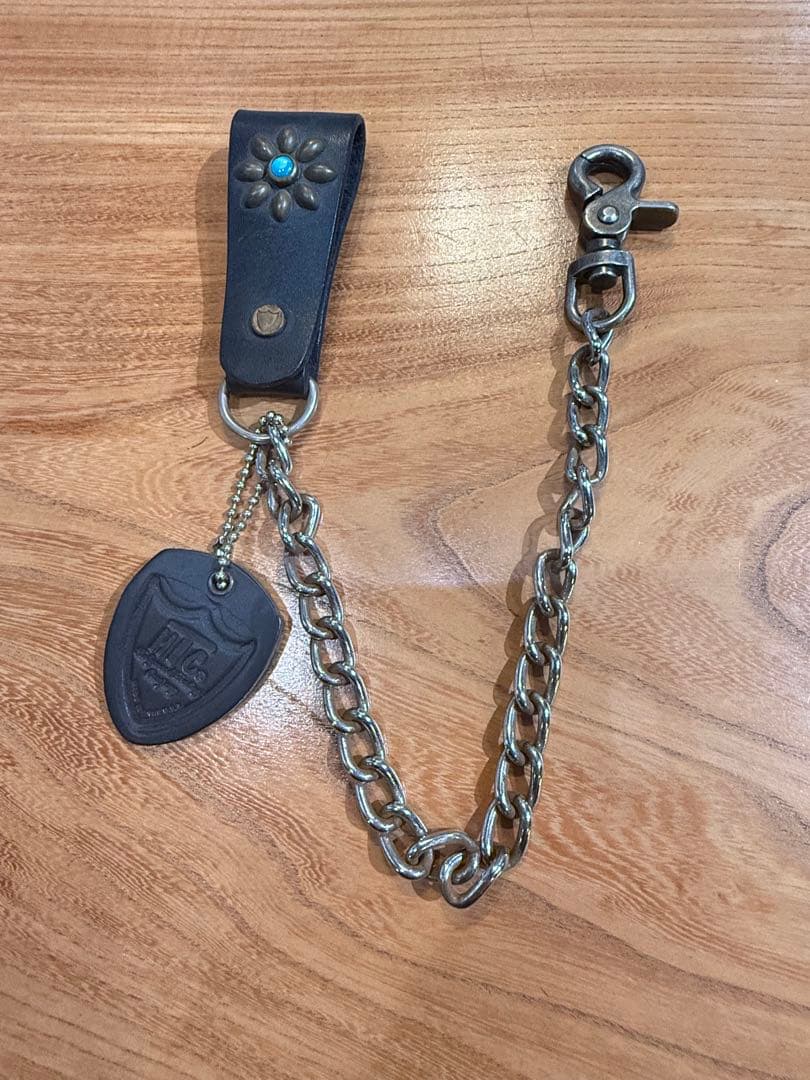 美品HTCレザー ウォレットチェーン ブラック