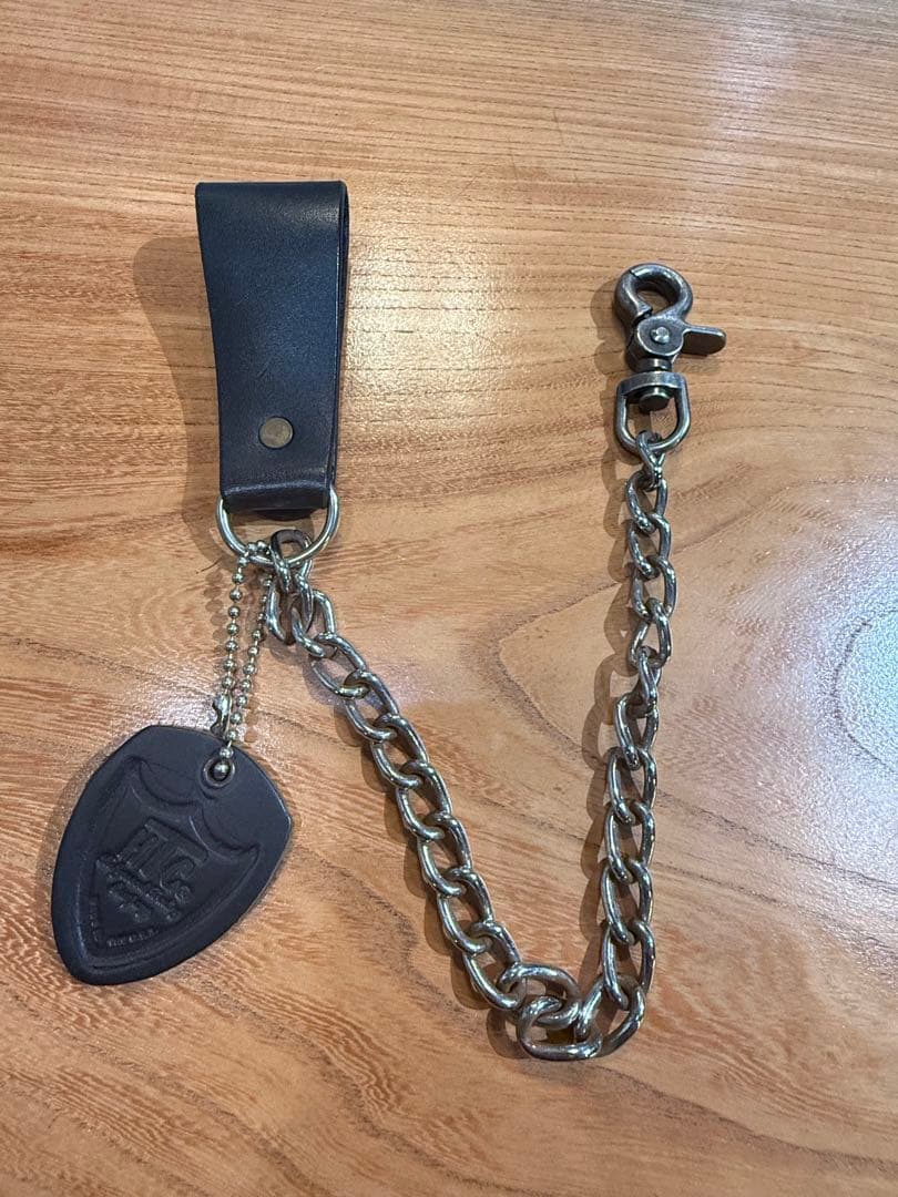 美品HTCレザー ウォレットチェーン ブラック