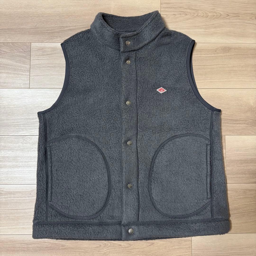 新品タグ付き DANTON ダブルフェイス ボア スタンドカラー ベスト グレー