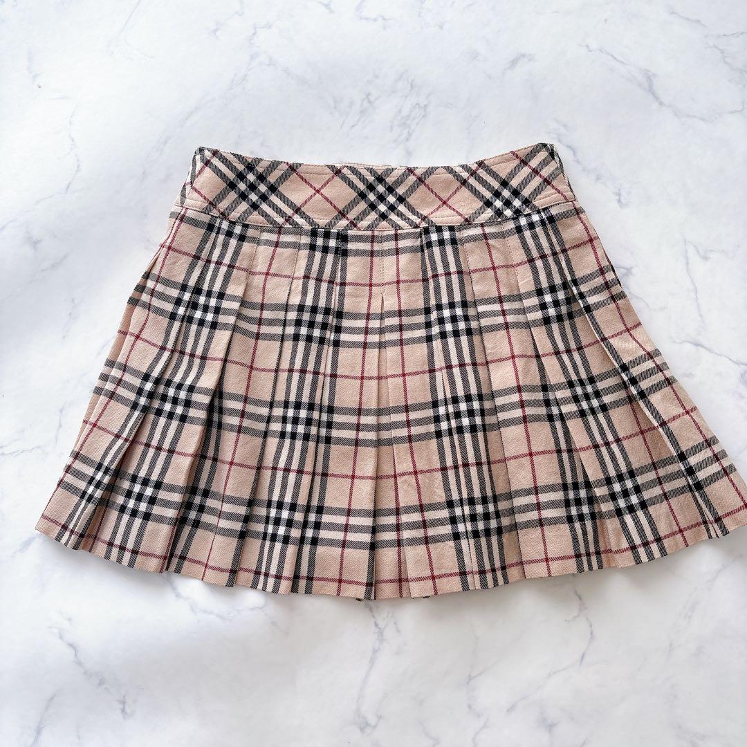バーバリー ブルーレーベル プリーツ ミニ スカート ノバチェック ウール