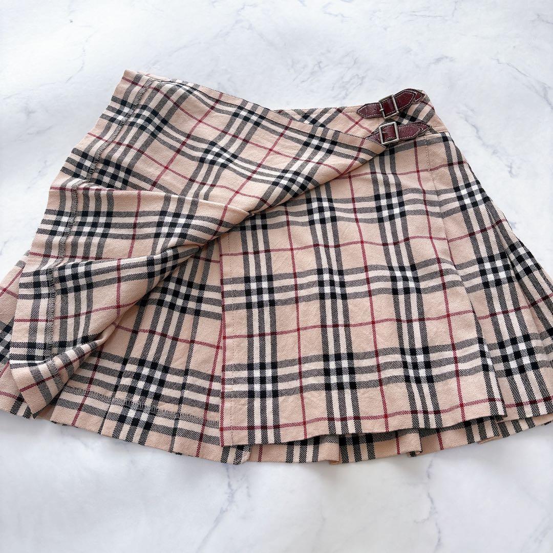 バーバリー ブルーレーベル プリーツ ミニ スカート ノバチェック ウール