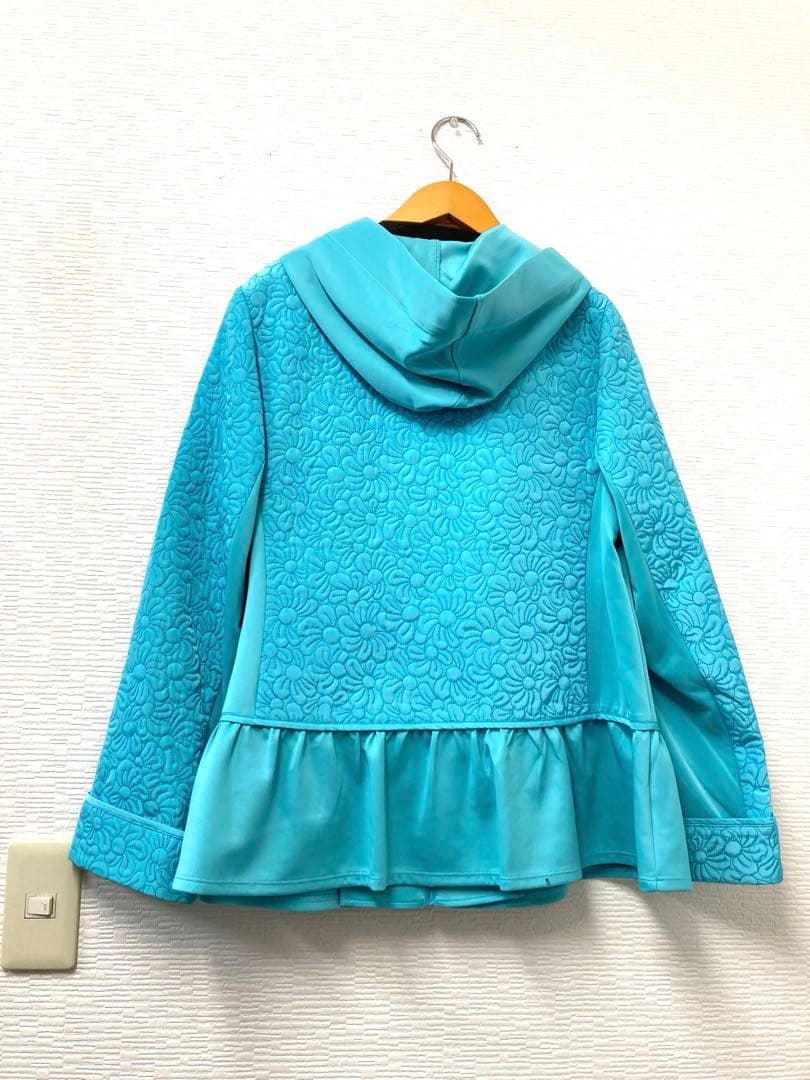 スーパービューティー♡キルティング×ダンボールニット素材裾フリルデザインパーカー